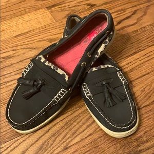 Black cheetah print sperrys